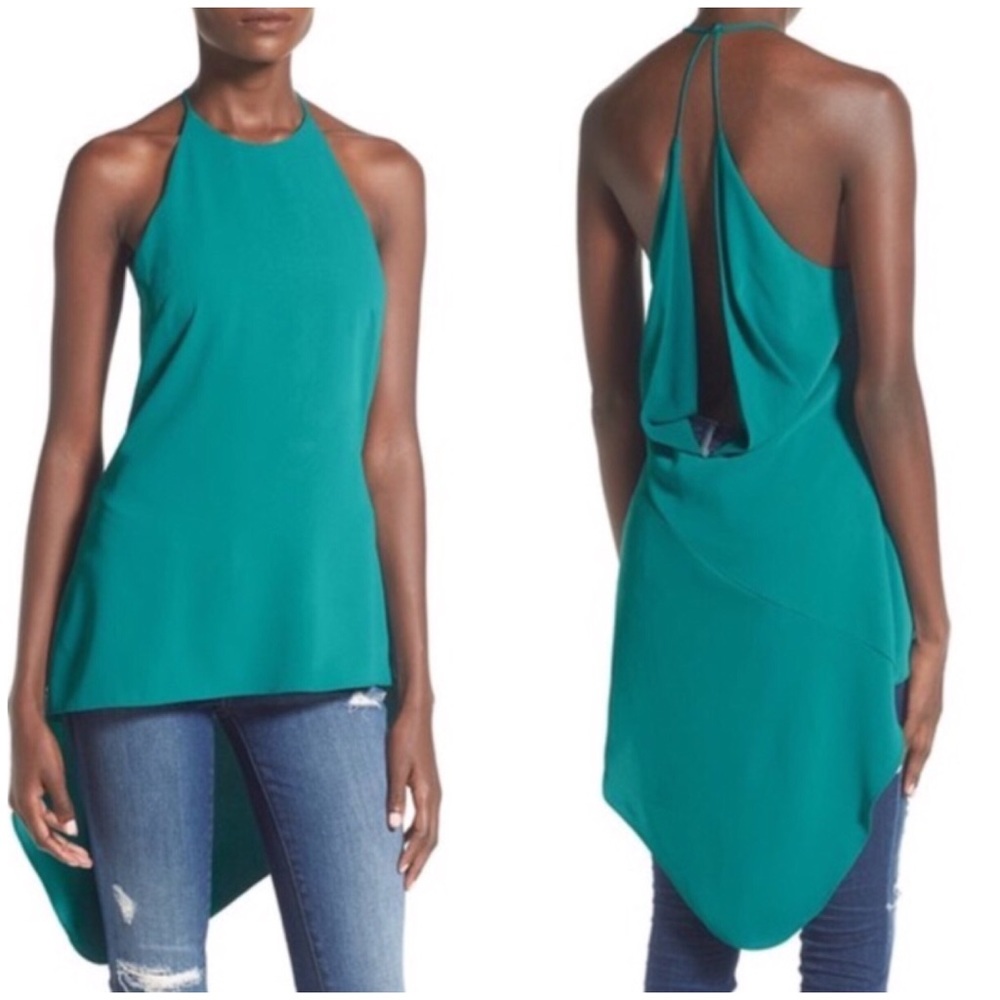 ASTR Open Back Teal Draped Asymmetrical Top